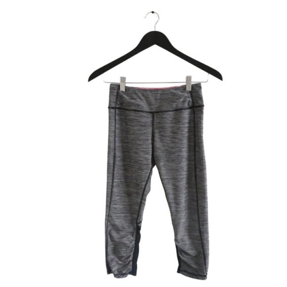 Kyodan Youth Kids Heathered Ruched Contrast Black Grey Leggings Size 8